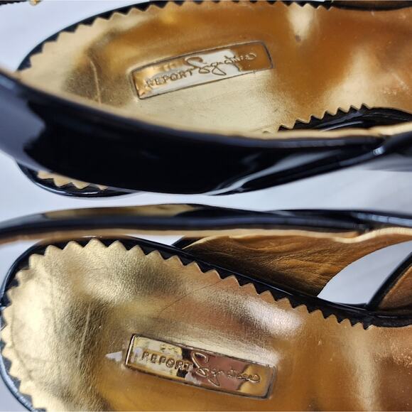 Report Signature Black Platform Heels Cutouts Buckle Closure Women's Size 8 - Picture 6 of 9